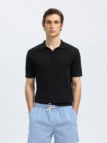 SELECTED HOMME Sweter 'SLHLino' w kolorze czarny: przód