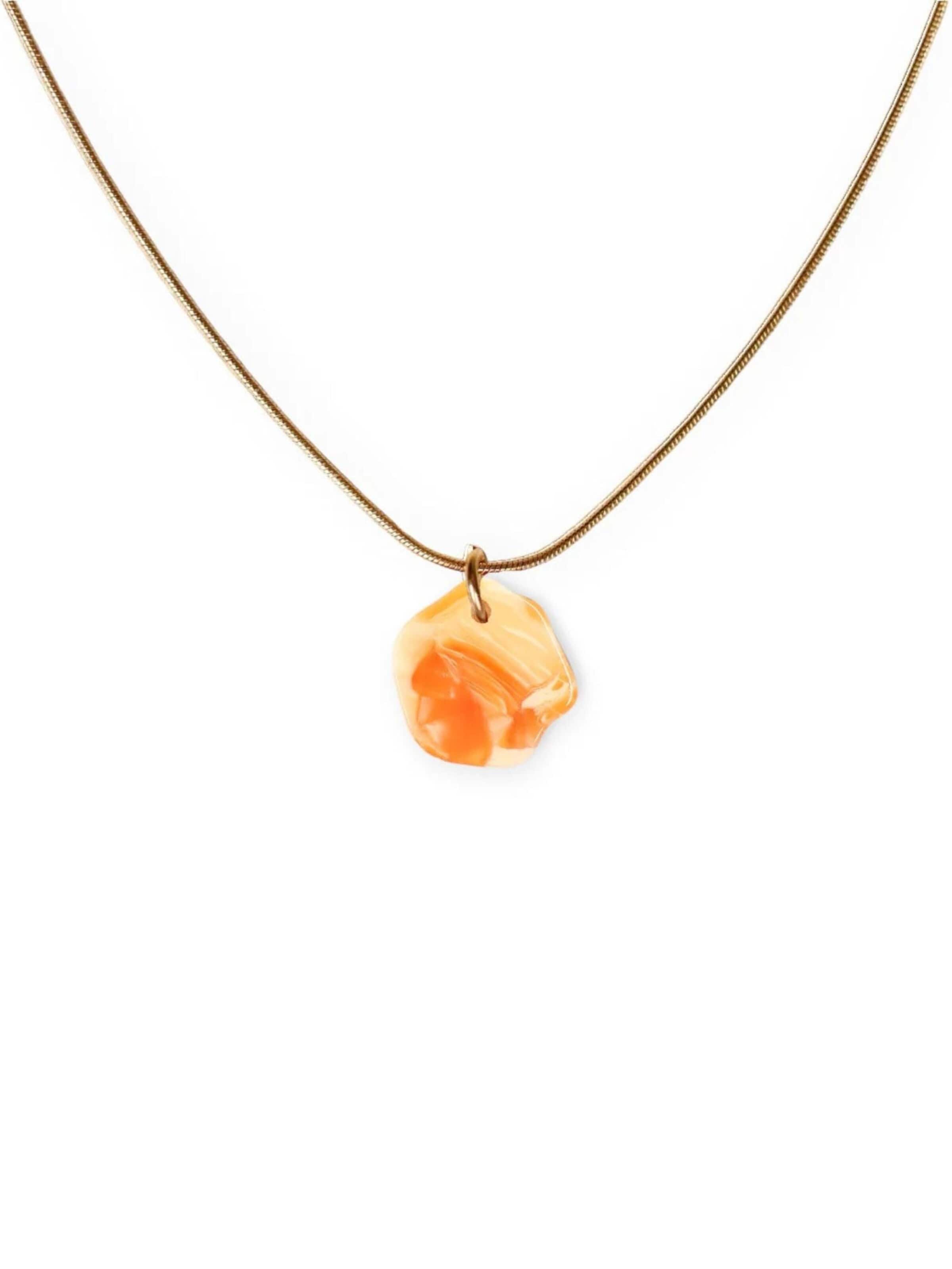 Fräulein Wunder - Colar 'Acetat Alice Gold' em laranja