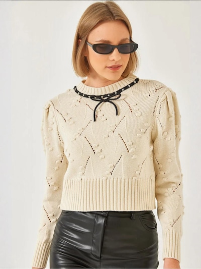 Bianco Lucci Pull-over 'Pullover' en S-M en blanc cassé, Vue avec produit