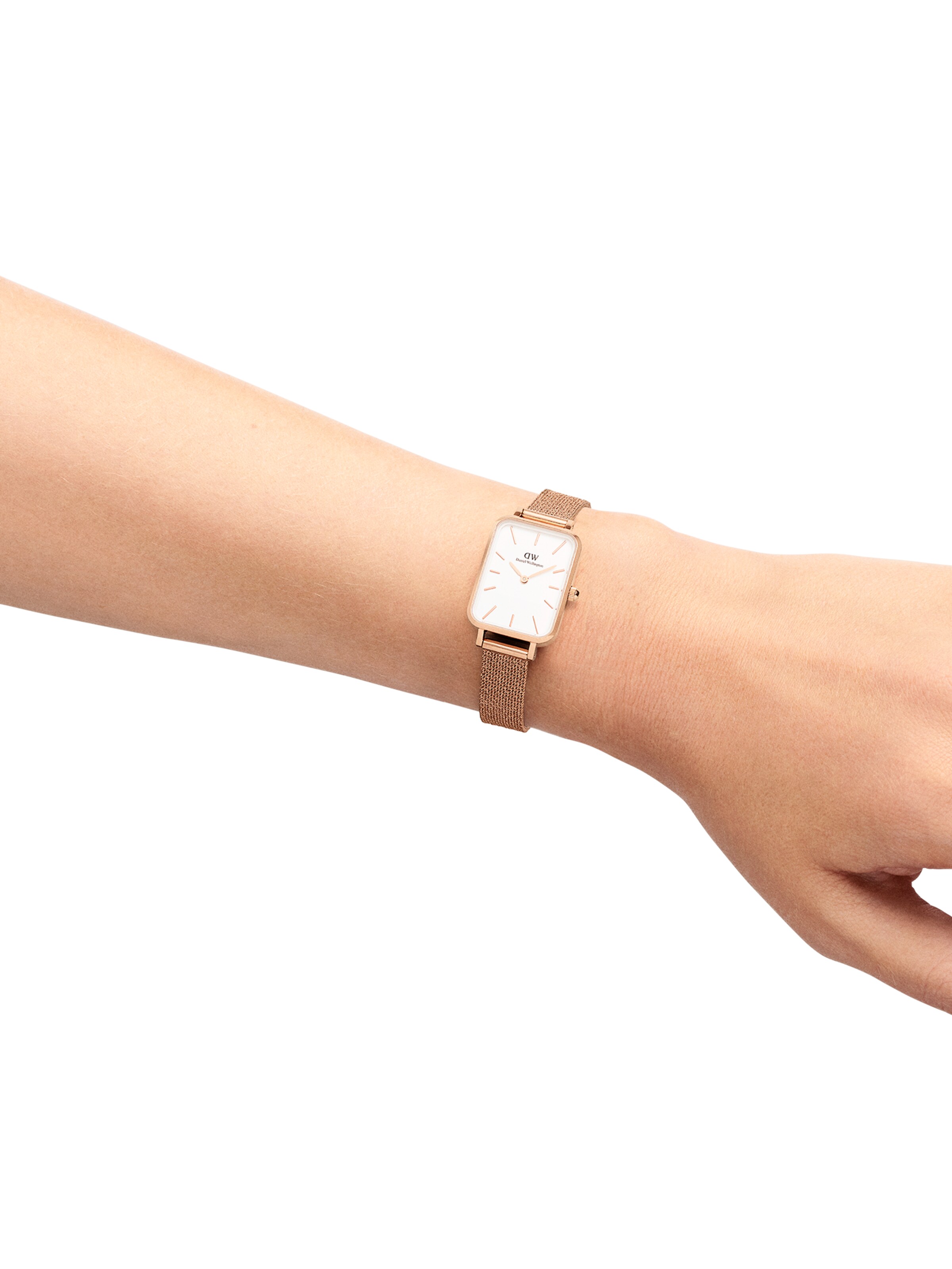 Daniel Wellington Analog watch 'Quadro Pressed Melrose RG White' in Gold: front