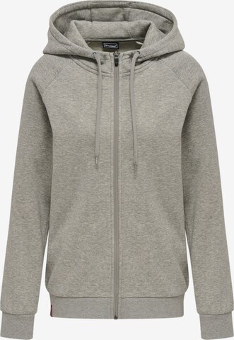 Hummel Zip-Up Hoodie 'Red' in Grey: front