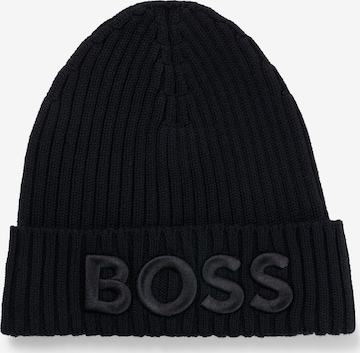 BOSS Black Beanie in Black: front