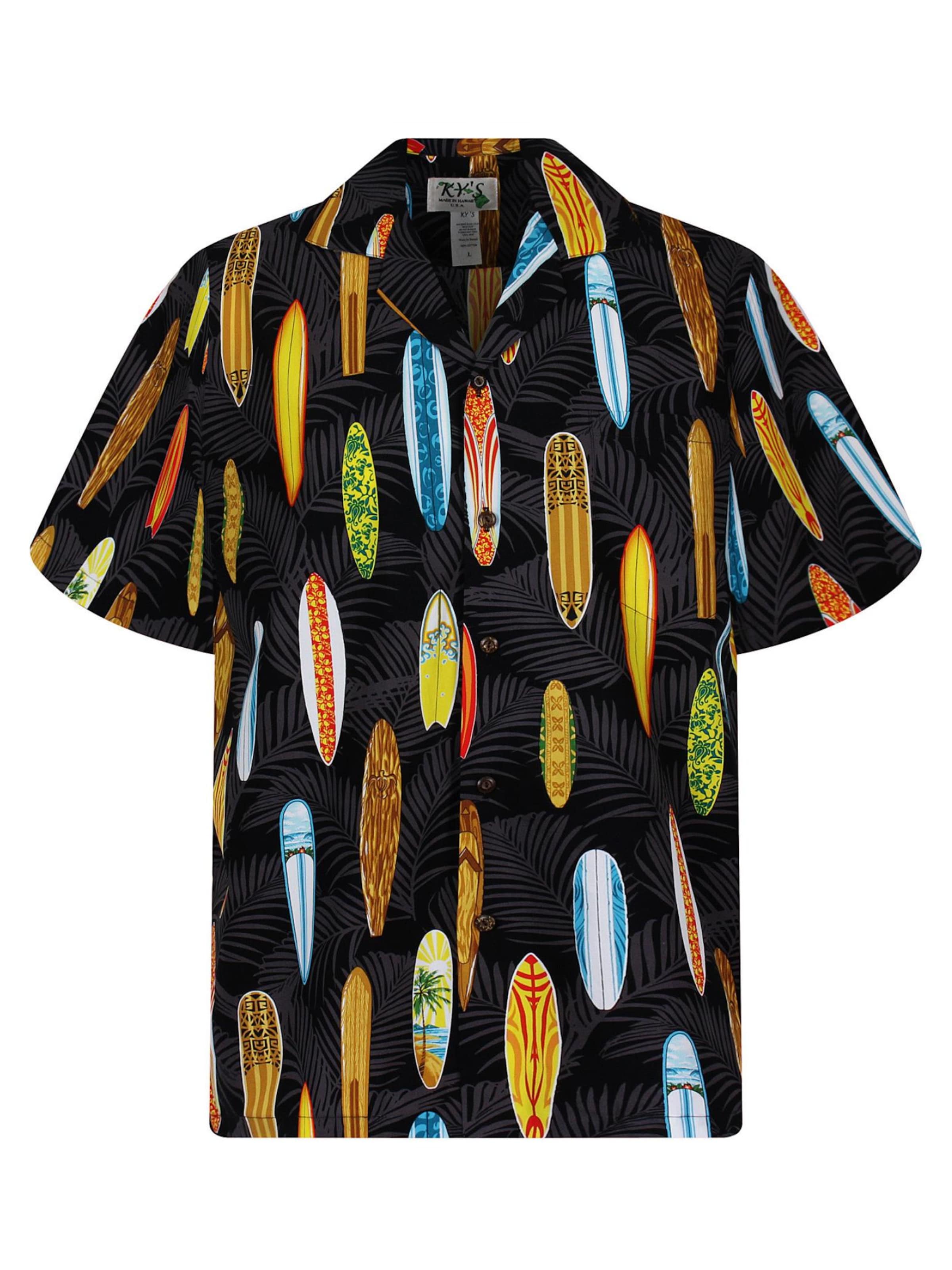 KY's Regular fit Button Up Shirt 'Surfbretter Allover' in Black: front