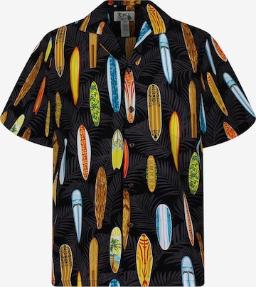 KY's Button Up Shirt 'Surfbretter Allover' in Black: front