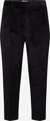 TOPMAN Regular Pleat-front trousers in Black: front