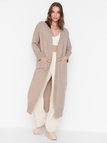 Trendyol Knitted Coat in Beige: front