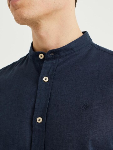 WE Fashion Slim fit Button Up Shirt in Blue