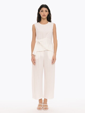 Wide Leg Pantalon à pince 'Operator' 4TAILORS en blanc