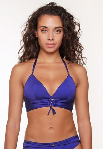 LingaDore Triangle Bikini Top in Blue: front