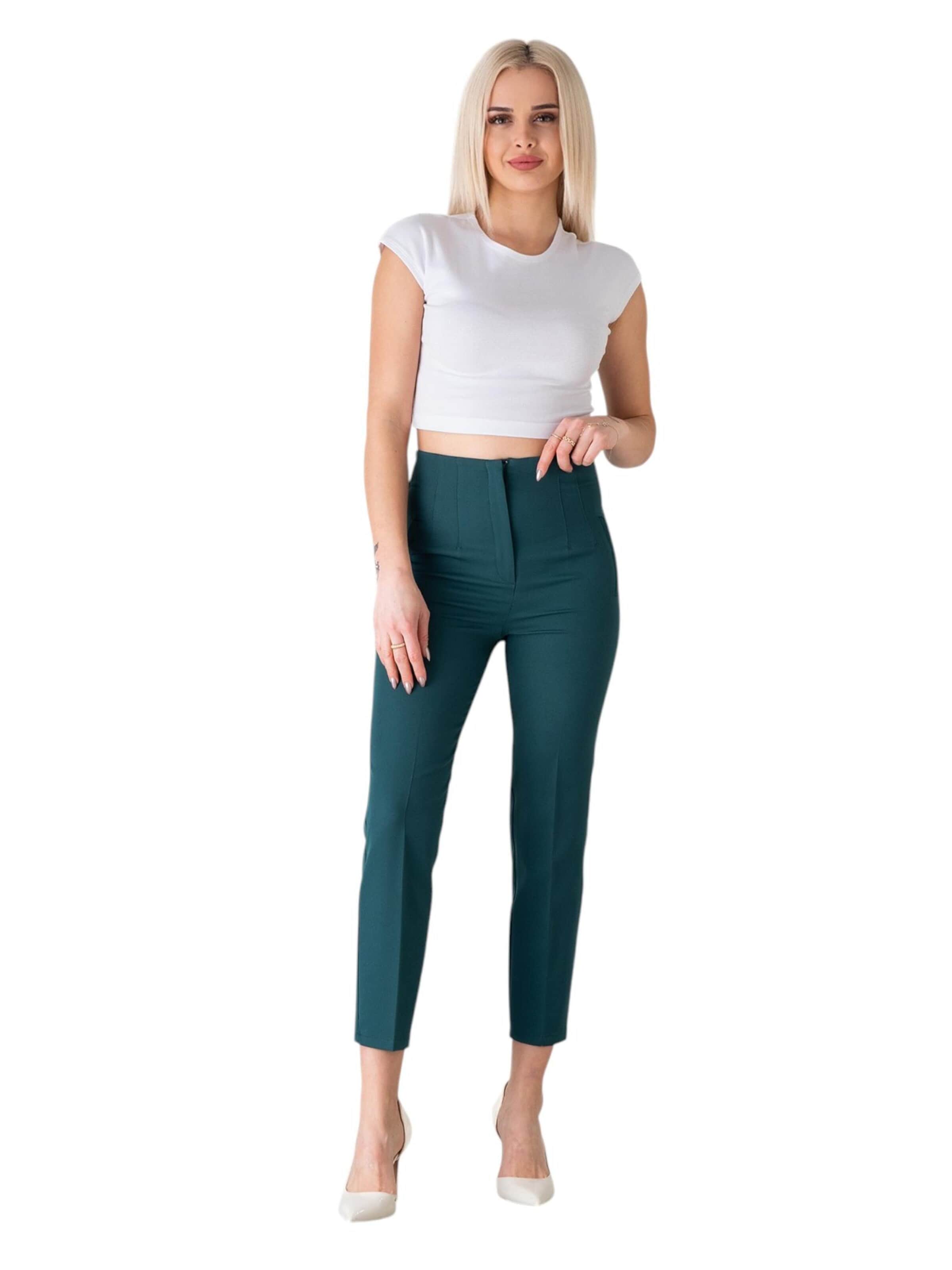 fashionshowcase Slimfit Bundfaltenhose 'Alessia'‌‌‌ in Grün