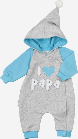 Baby Sweets Overall ' I love Mama & Papa ' in Grijs: voorkant