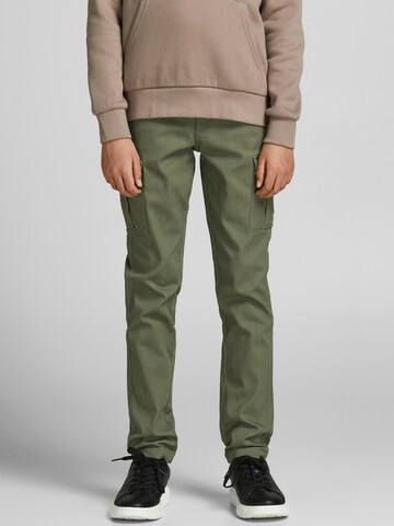 Coupe slim Pantalon 'Marco' Jack & Jones Junior en vert : devant