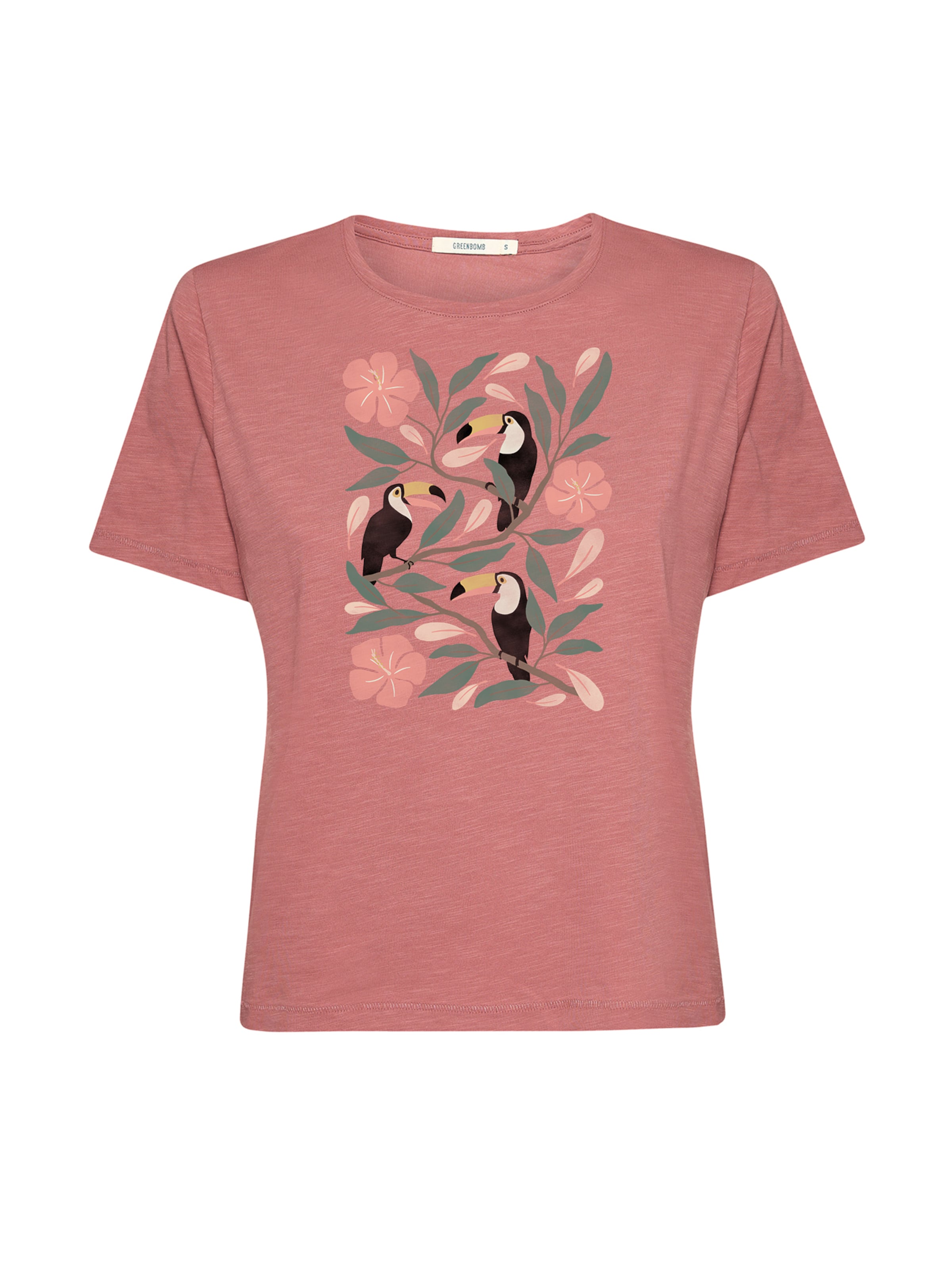 Maglietta 'Nova Tucan Flower' di GREENBOMB in rosa: frontale
