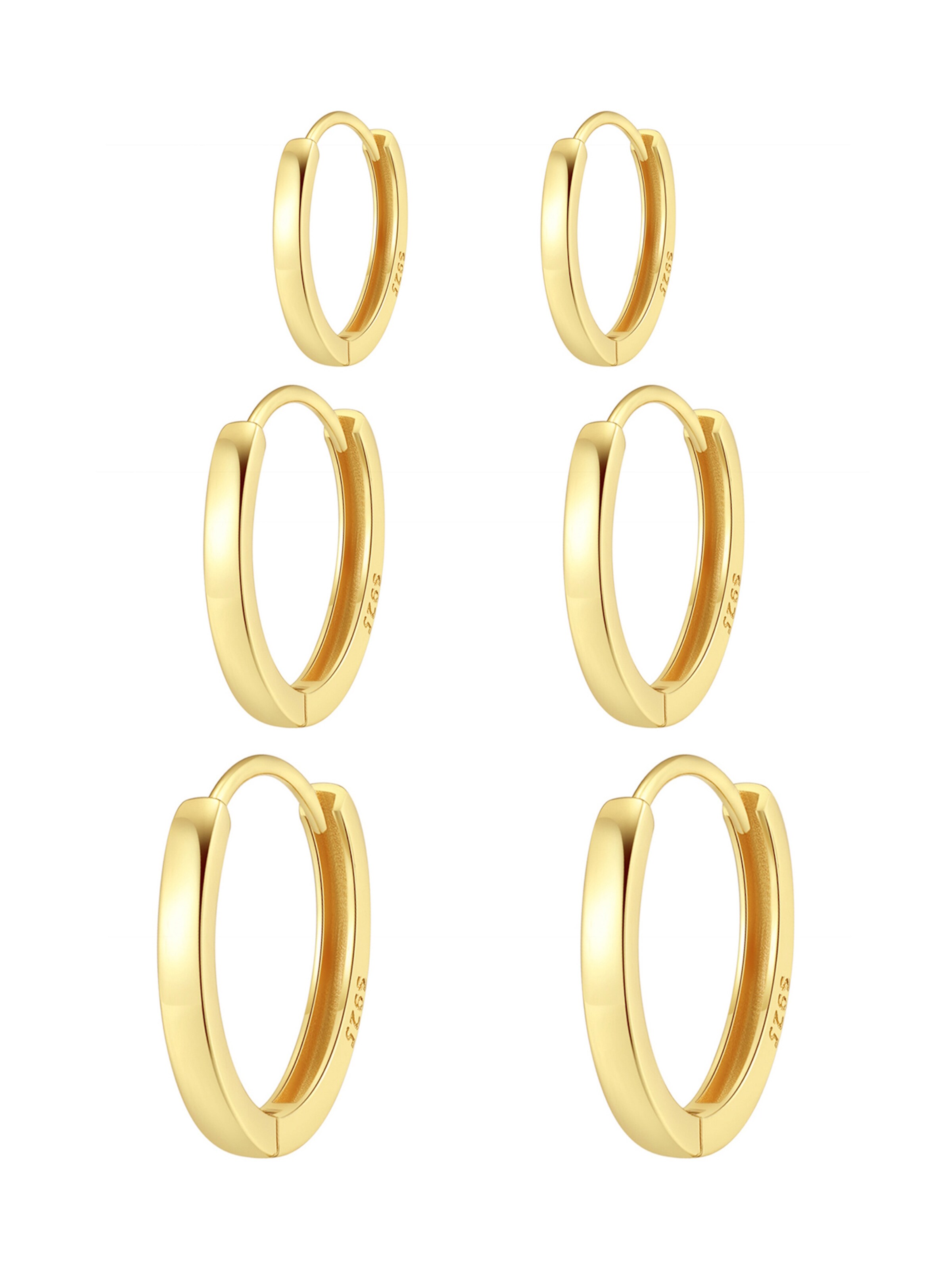 Boucles d'oreilles 'Classic Trio' Hey Happiness en or : devant
