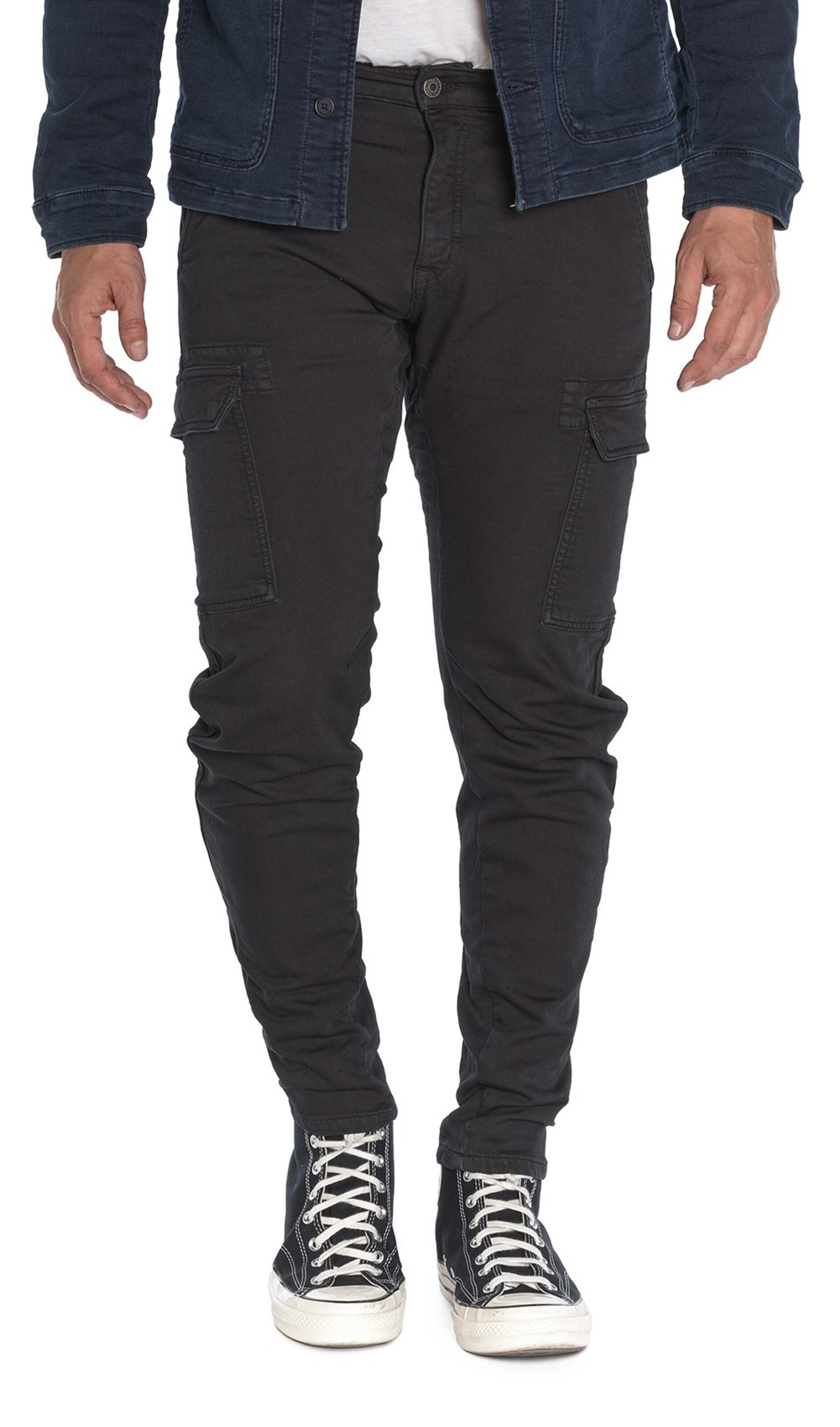 Le Temps Des Cerises Tapered Chinohose 'Koge' in Schwarz: Vorderseite