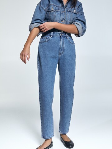 Loosefit Jeans de la Pull&Bear pe albastru: față