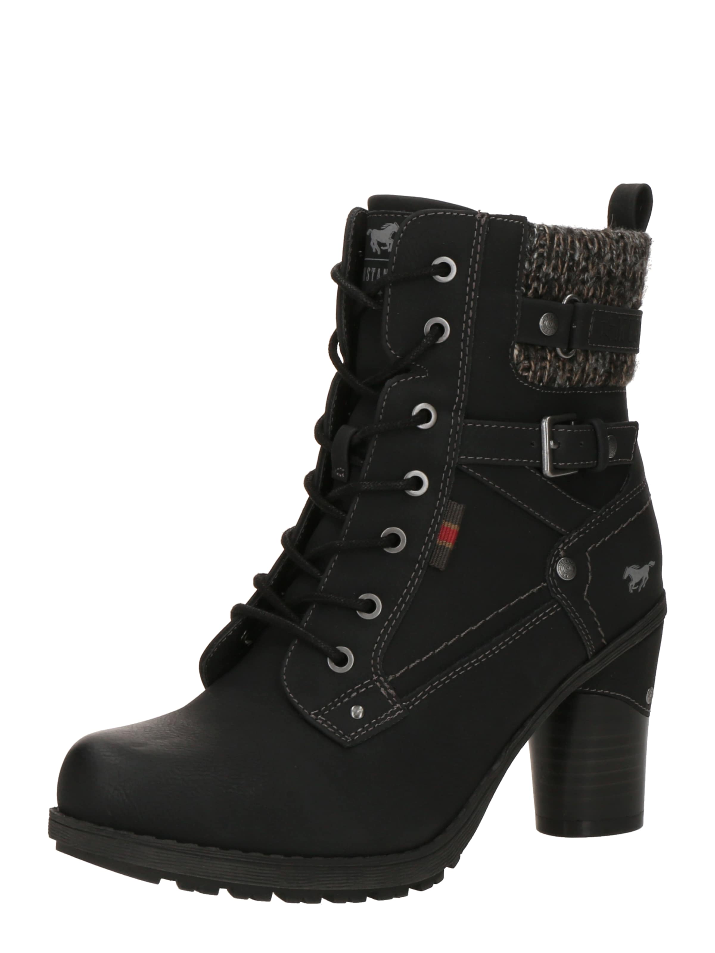 MUSTANG Snørestøvletter i sort: forside