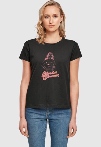 T-shirt 'Wonder Woman Pink Outline' Merchcode en noir : devant