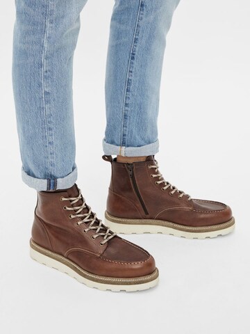 Bianco Lace-Up Boots 'WOOD' in Brown: front