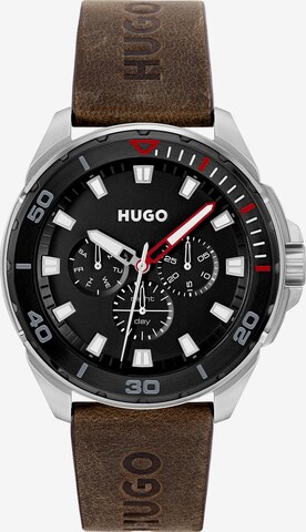 HUGO Red Analog Watch in Brown: front