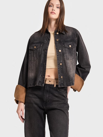 IT'S BASIC Tussenjas 'Straight Denim Jacket' in de kleur Chocoladebruin, Productweergave
