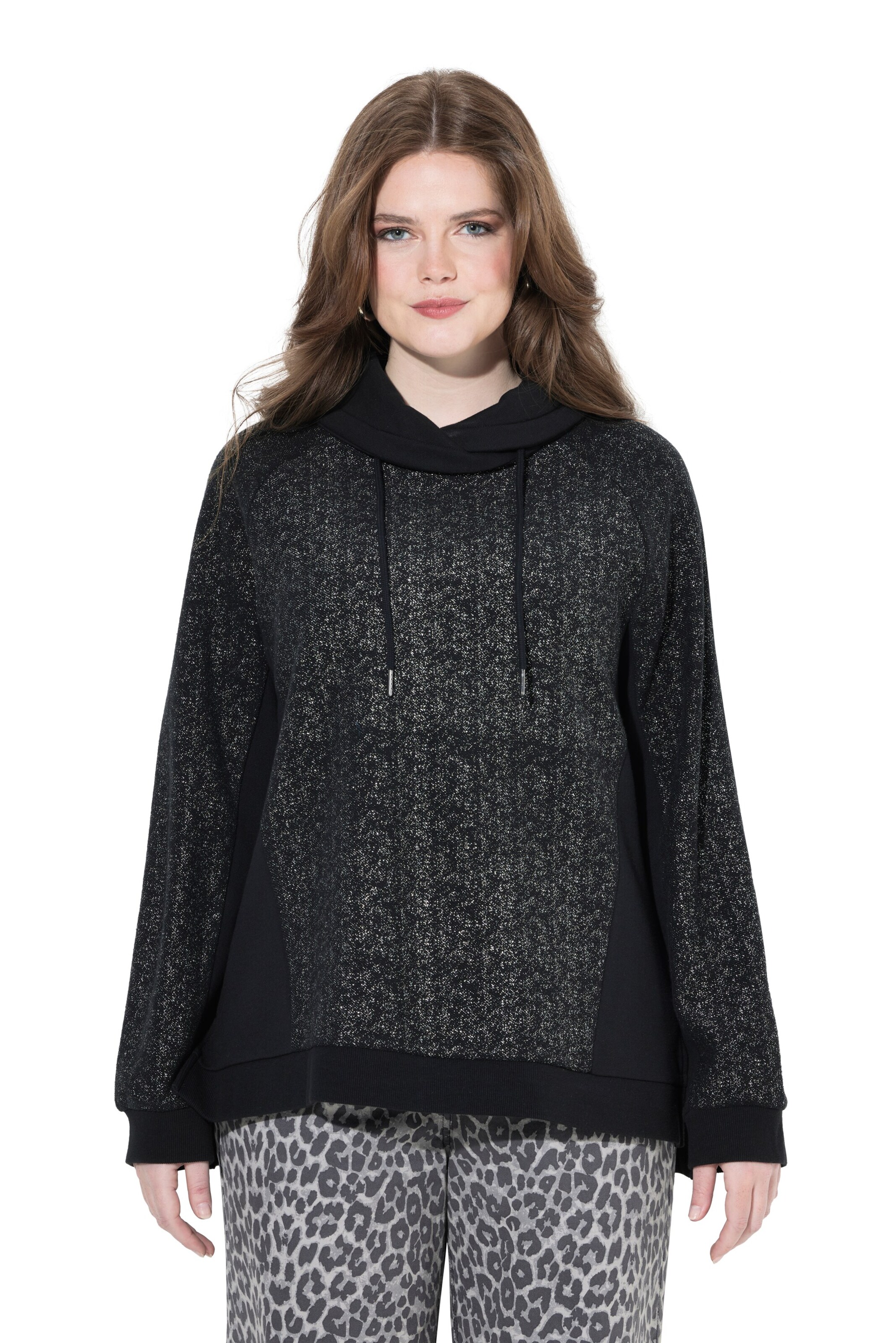 Ulla Popken Sweatshirt in Zwart: voorkant