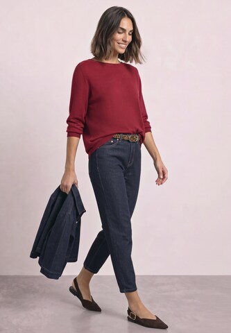 STREET ONE Basic Pullover mit U-Boot-Ausschnitt in Rot
