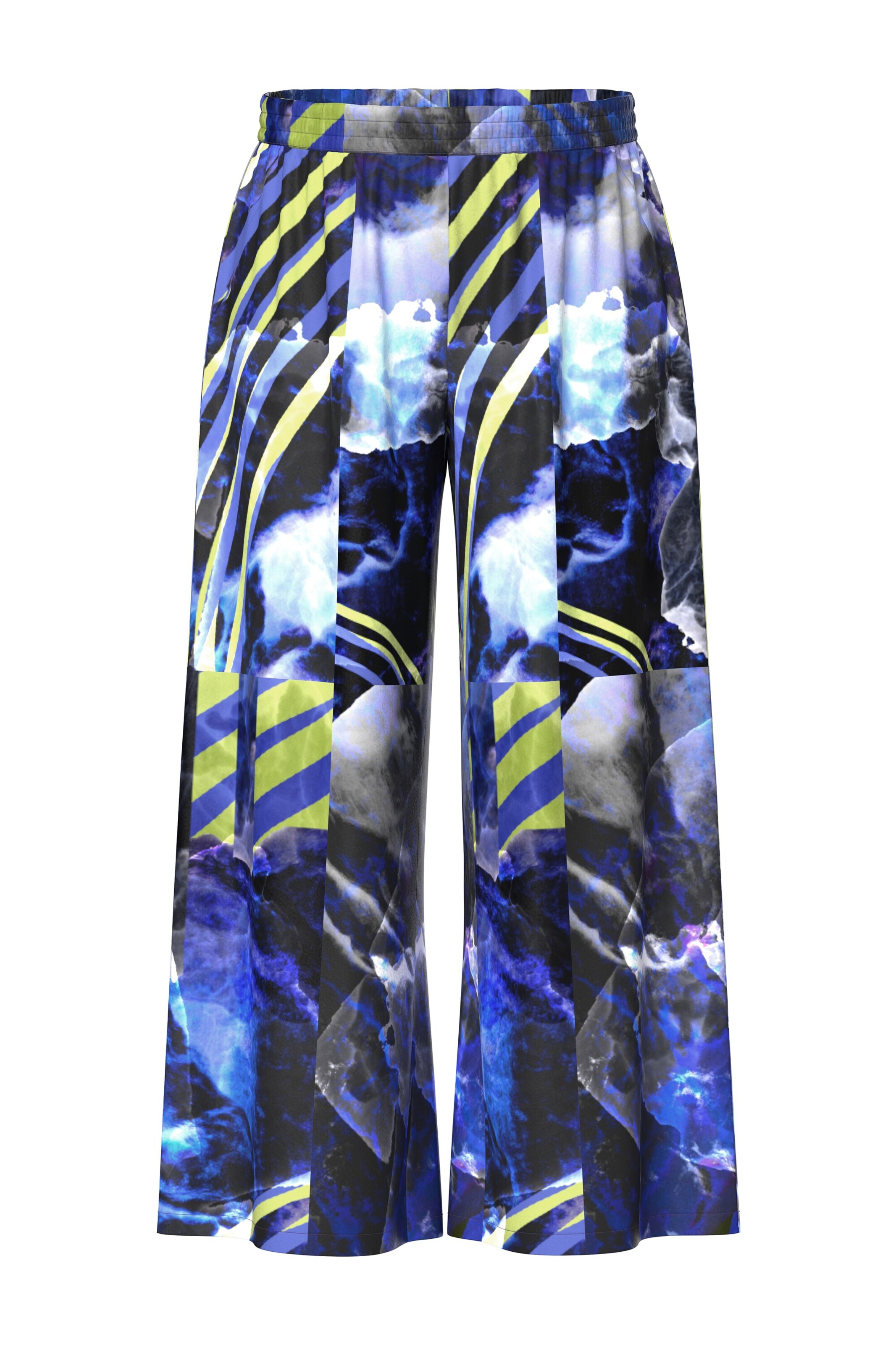 Ulla Popken Wide leg Broek in Blauw: voorkant