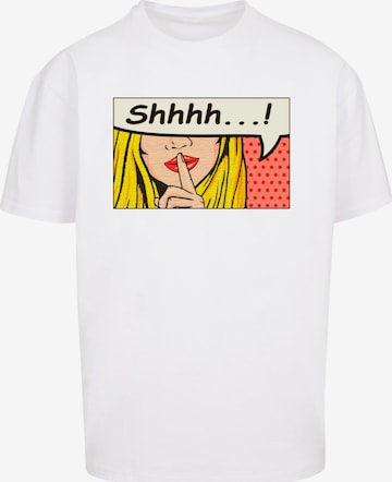 Merchcode Shirt 'Silent Sign Comic' in Wit: voorkant