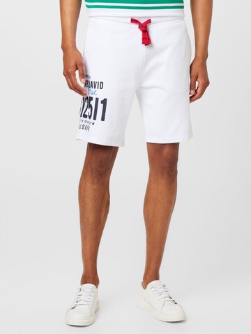 CAMP DAVID Regular Trousers in White: front