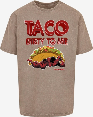 ABSOLUTE CULT Shirt 'Deadpool - Taco Dirty To Me' in Beige: voorkant