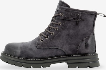 US POLO ASSN. - Botas com atacadores 'Berny' em cinzento: frente
