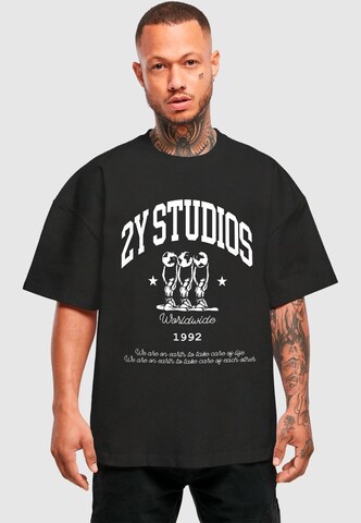 2Y Studios Shirt 'Globus' in Zwart: voorkant