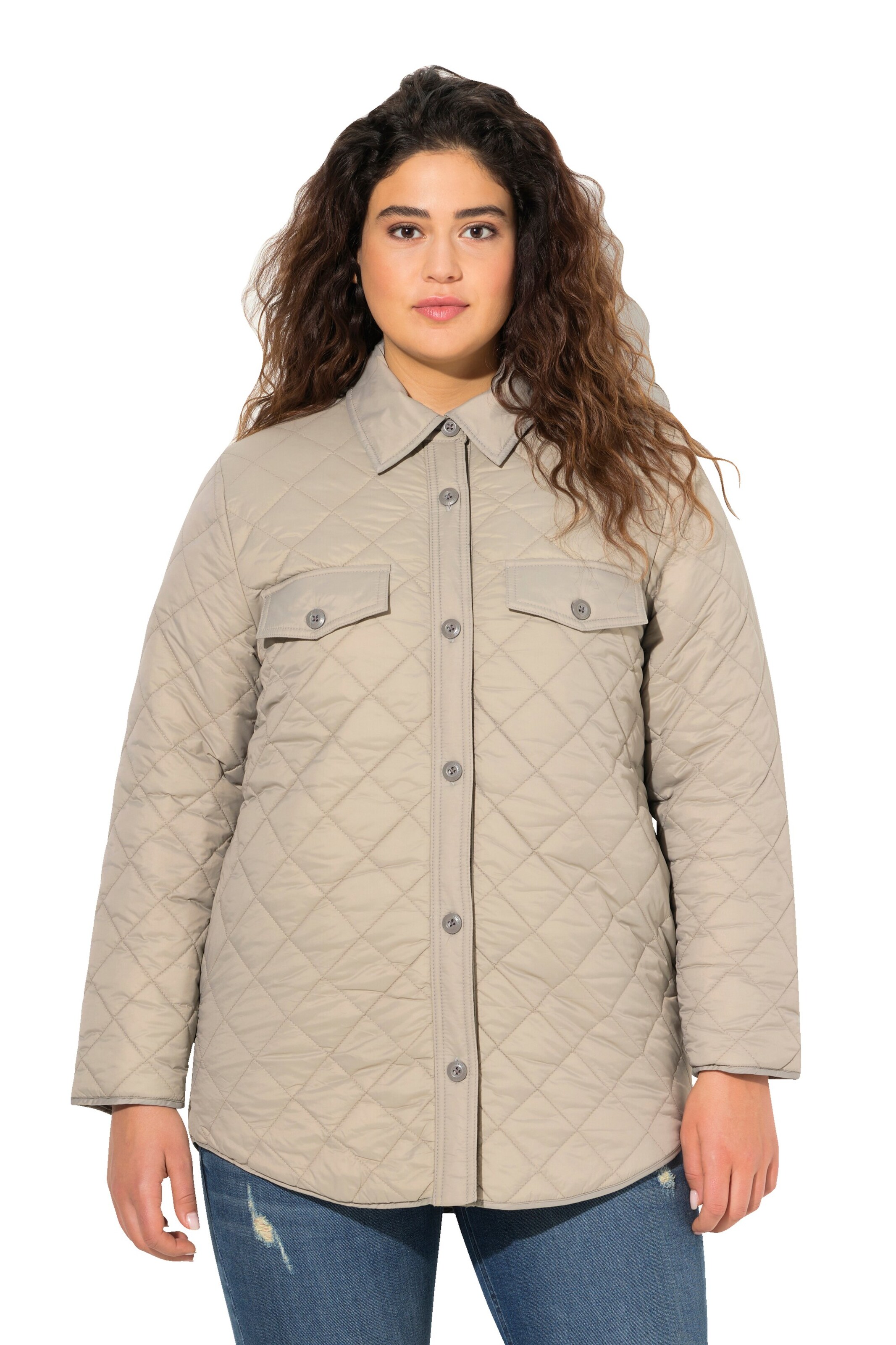 Ulla Popken Between-season jacket in Grey: front