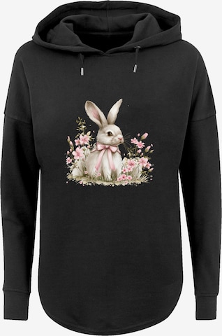 Sweat-shirt 'Niedlicher Osterhase mit Blumen' F4NT4STIC en noir : devant