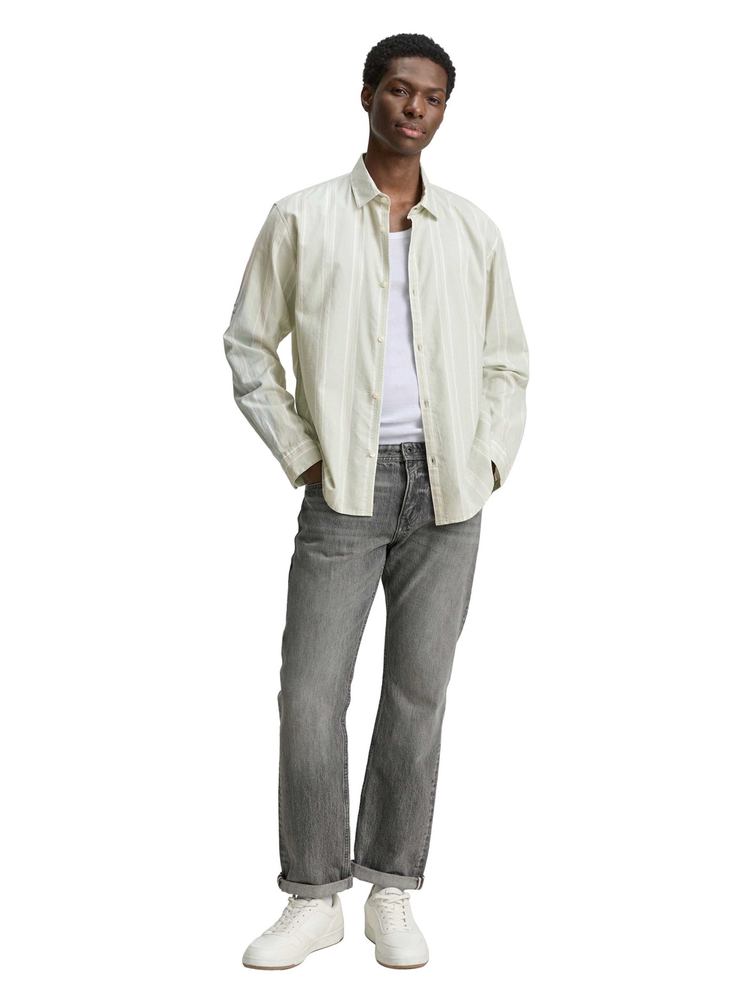 TOM TAILOR DENIM Comfort Fit Košeľa - Sivá