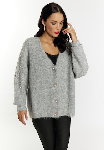 faina Knit Cardigan in Grey: front