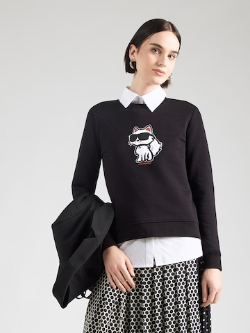 juoda Karl Lagerfeld Megztinis be užsegimo 'Ikon': priekis