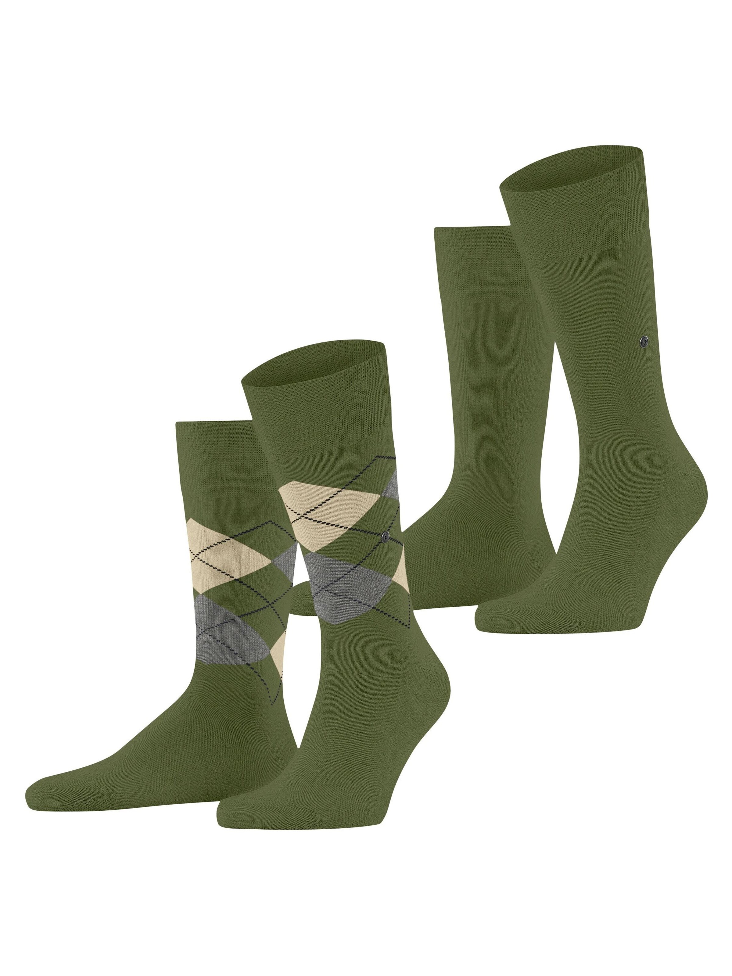 BURLINGTON Socken 'Everyday Argyle Mix 2-Pack'‌ in Grün: Vorderseite