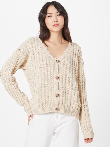 In The Style Knit Cardigan in Beige: front