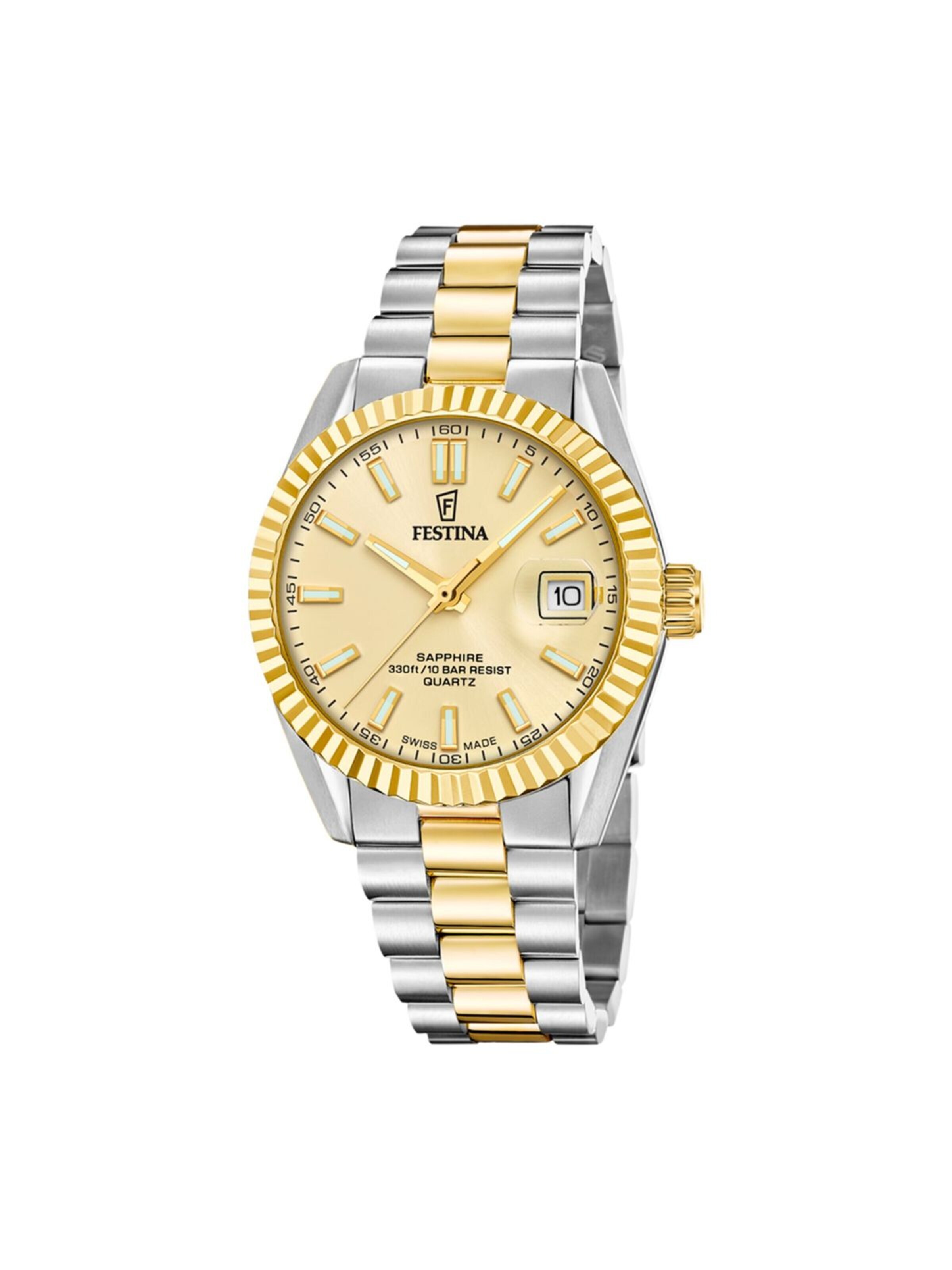 FESTINA Analogové hodinky 'Date watch Classics Swiss Made' – zlatá: přední strana