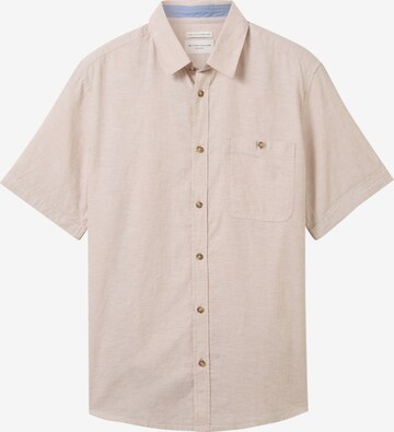 TOM TAILOR Button Up Shirt in Beige: front