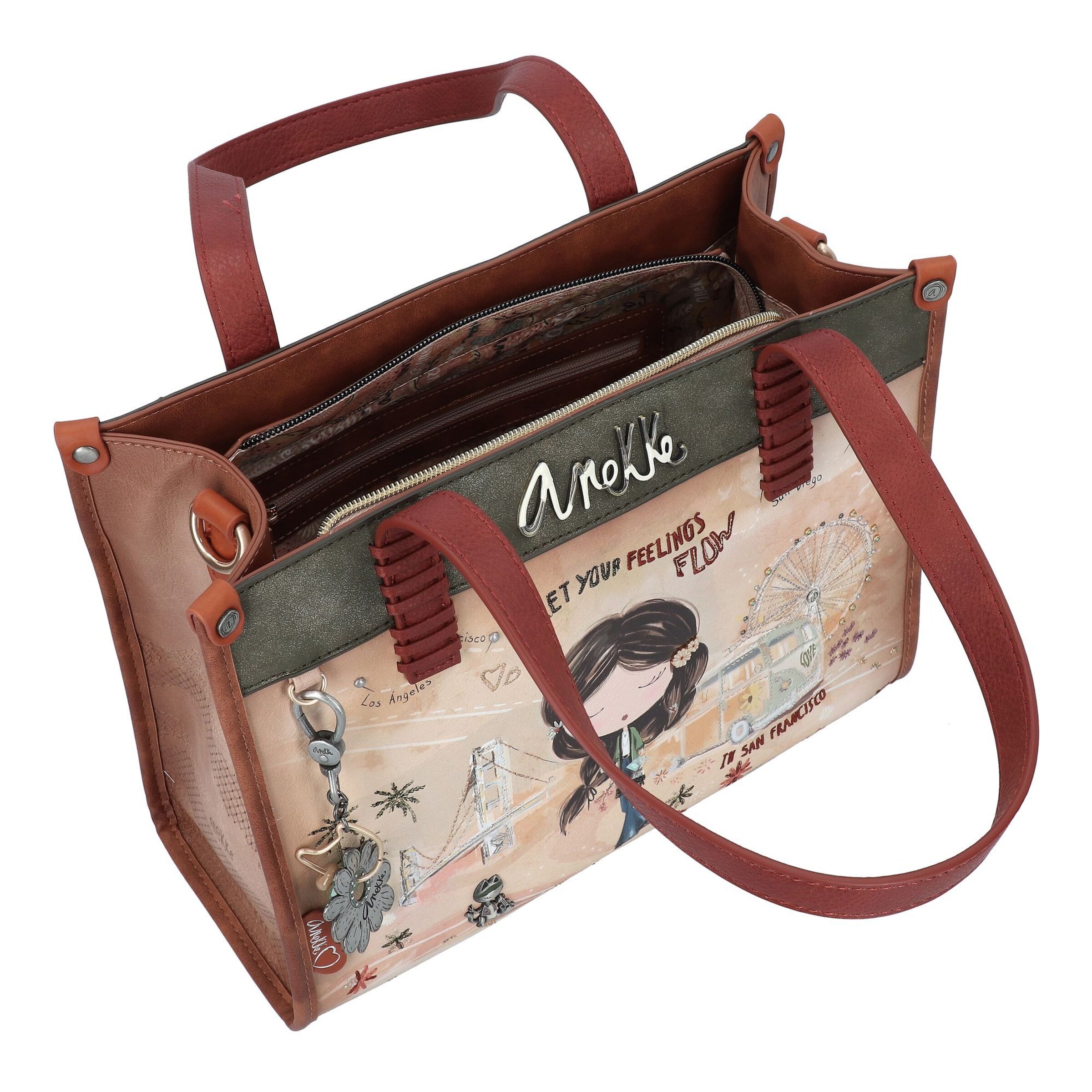 Anekke Schultertasche 'Peace & Love' in Braun