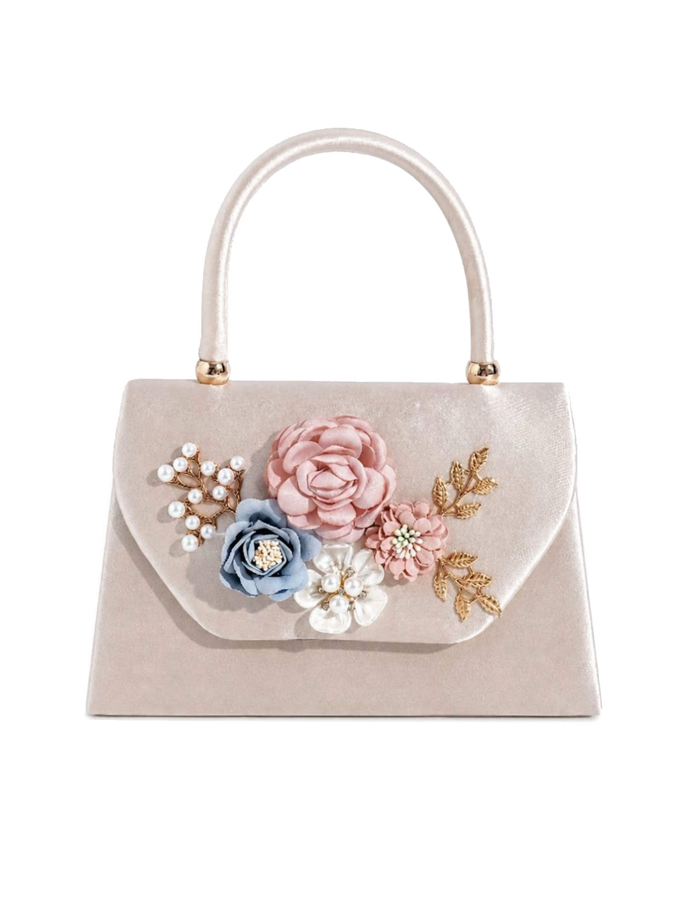 Tomshop24-7 Handbag 'Satin-Abendtasche Flora' in Beige: front