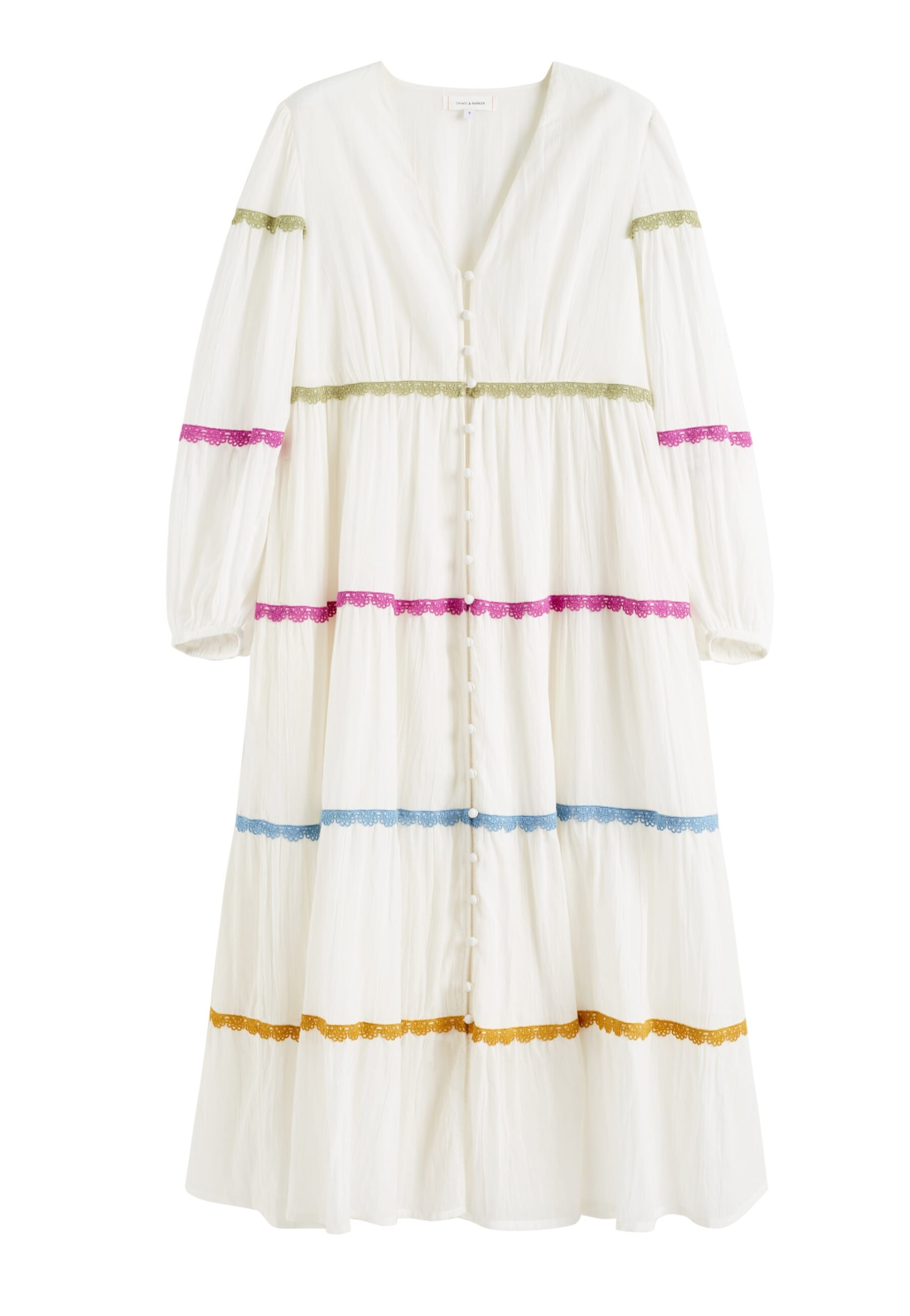 Chinti & Parker Shirt Dress in 36 in Cream / Blue / Green / Orchid, Item view