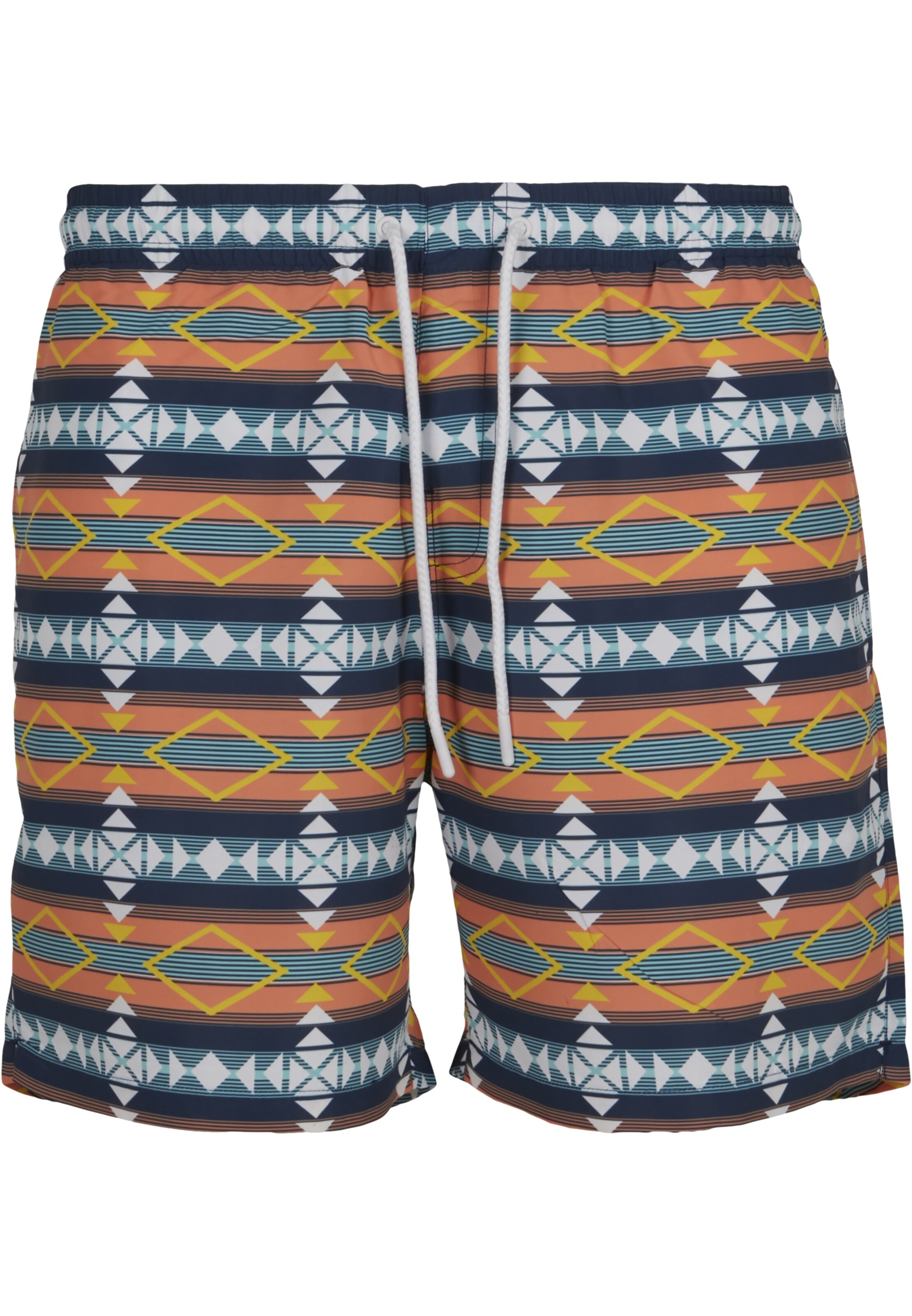 Pantaloncini da bagno 'Inka' Urban Classics di colore navy / limone / rosso pastello / bianco, Visualizzazione prodotti