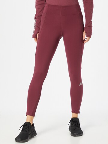 ADIDAS SPORTSWEAR Skinny Workout Pants 'How we do' in Red: front