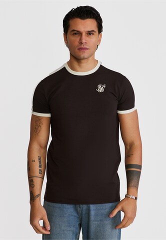 T-Shirt 'Ringer' SikSilk en marron : devant