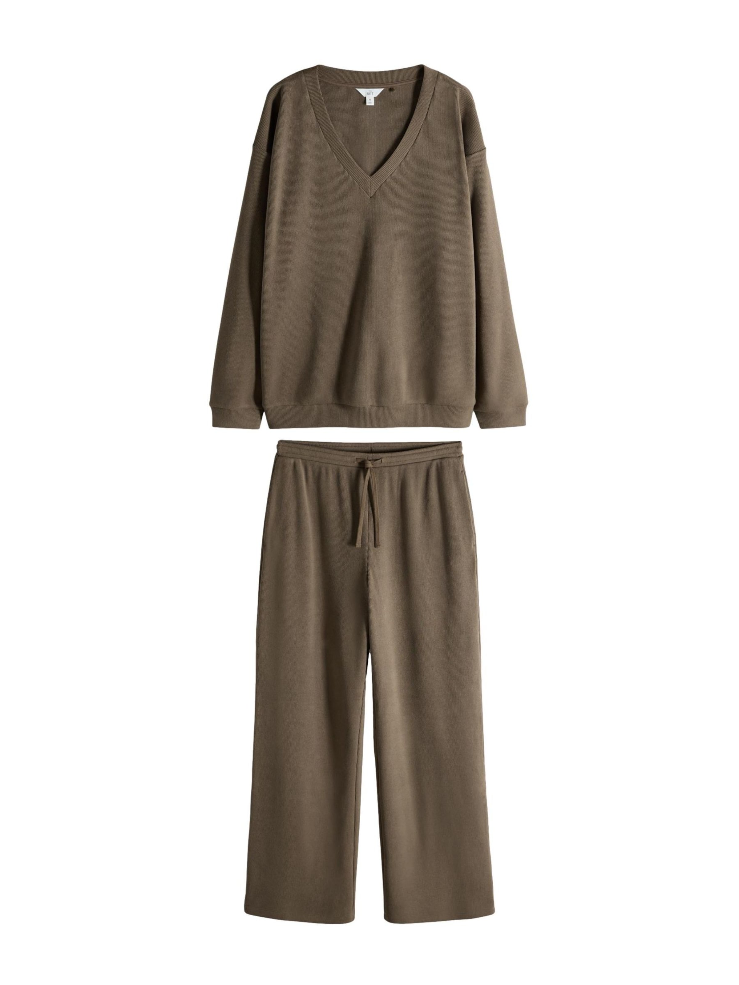 The Set Sweat suit in Brown: front