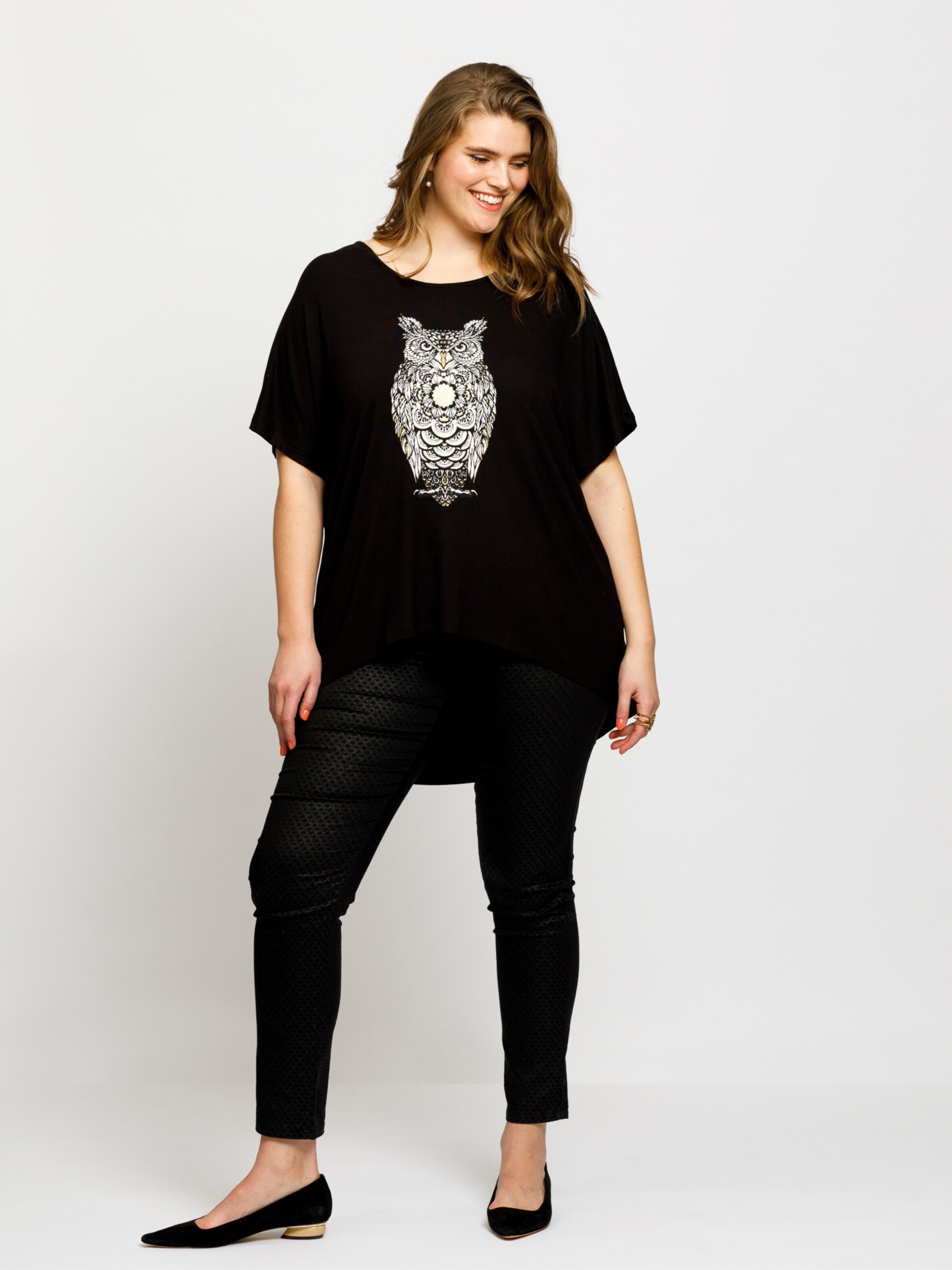 Frauen Shirts & Tops NO.1 by OX T-Shirt 'Owl' in Schwarz - AA50397 Frauen Shirts & Tops NO.1 by OX T-Shirt 'Owl' in Schwarz - AA50397
